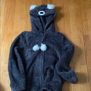 Fuzzy bear zip up jacket
